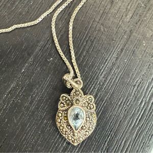 Liz Palacios Sterling SILVER and marcasite Necklace Blue stone